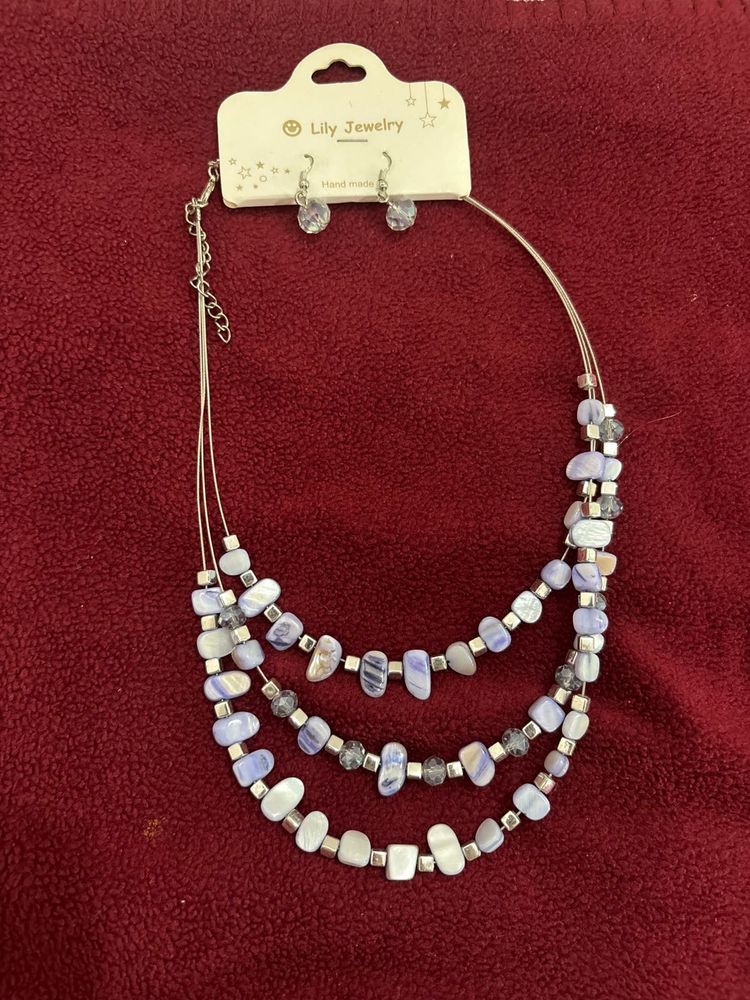 Multi-Layered Beaded Necklace &amp; Earrings Set