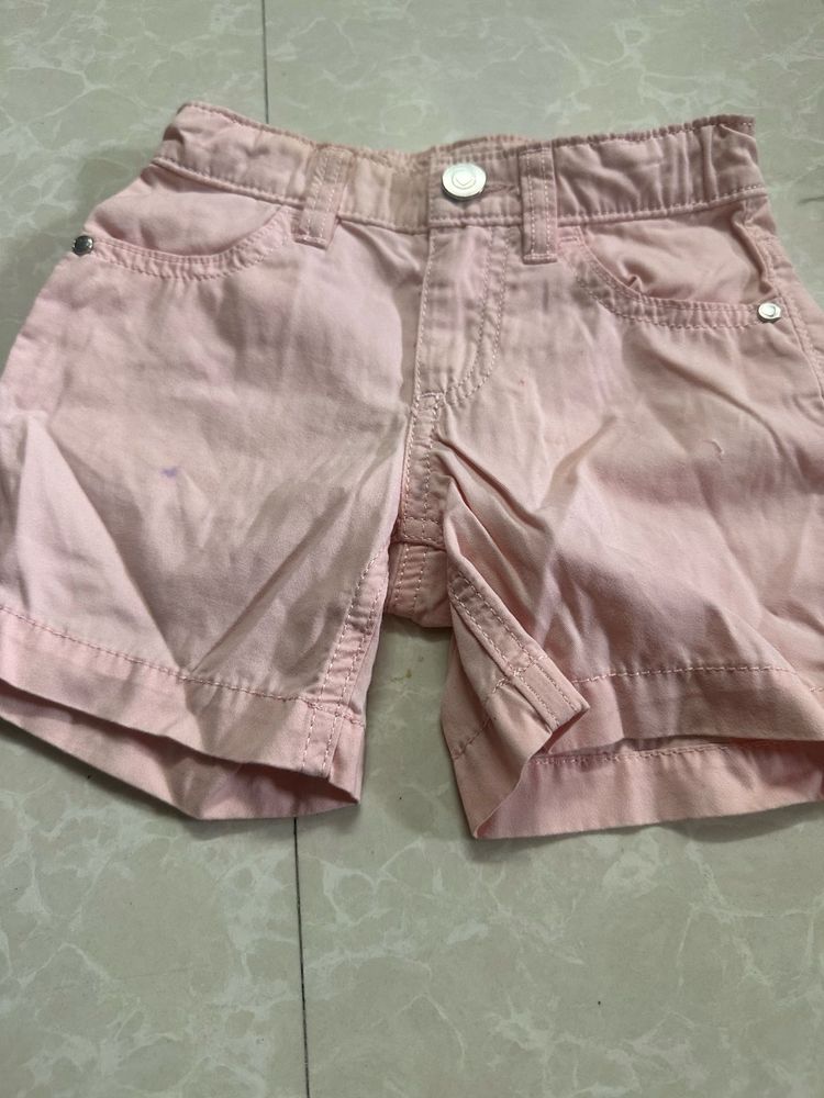 denim peach shorts