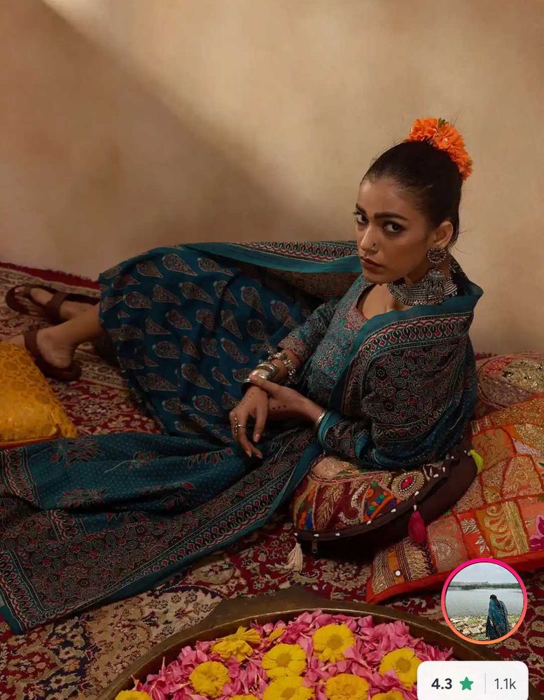 Kurta Set cotton Teal Paisley Print