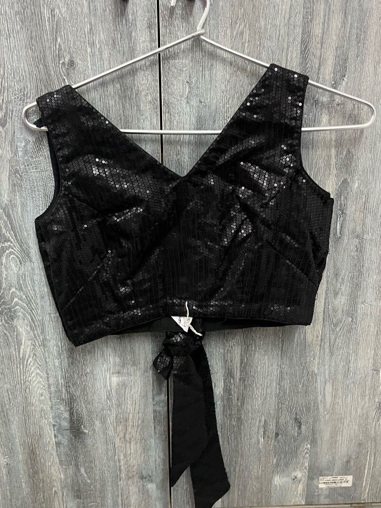 Sparkling Black Sequined Blouse