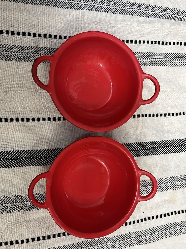 Set of 2 Red Soup Bowls