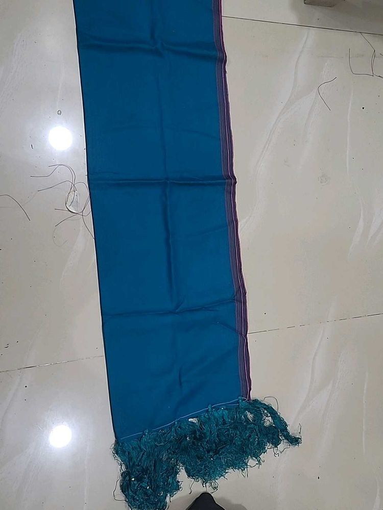 Elegant Teal Dupatta with Tassels