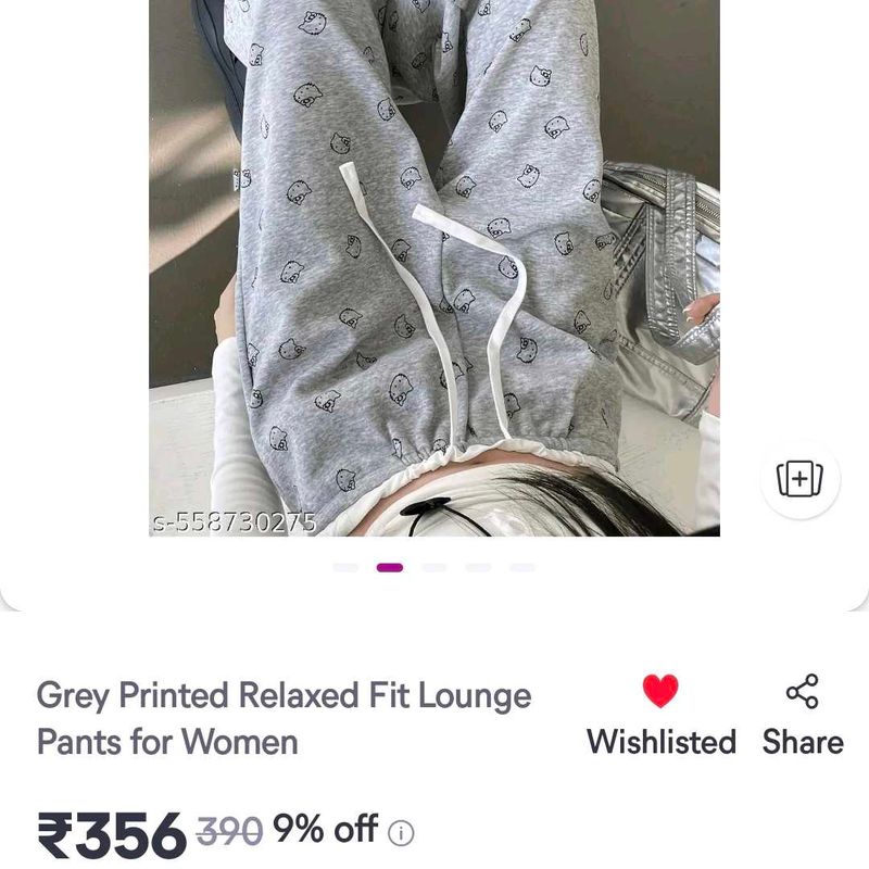 Grey hello kitty Printed Relaxed Lounge Pants