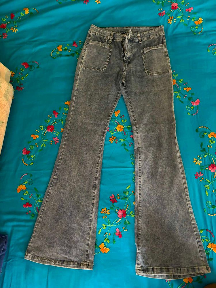 mid rise flared jeans