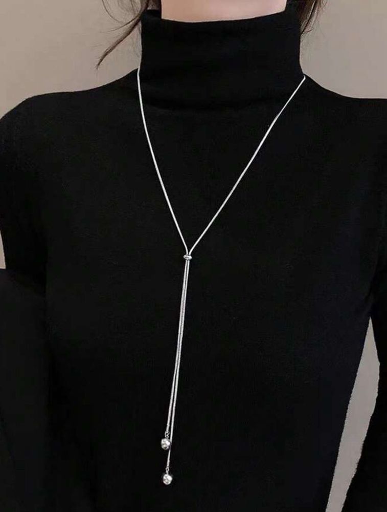 Adjustable Silver Tassel Necklace