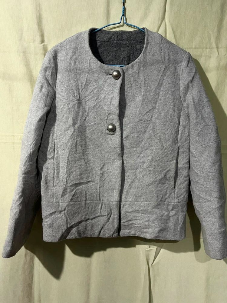 Gray button up jacket