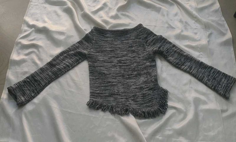 Gray Marled Knit Sweater