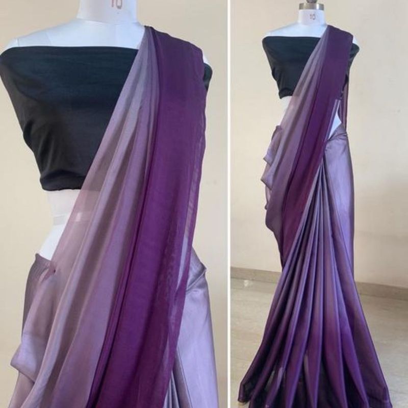 Elegant Purple Ombre Saree With Readymade Blouse