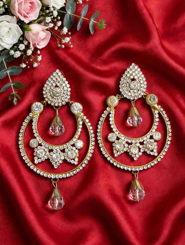 💖 Royal Gold Chandbali Earrings - Heavy Diamond W