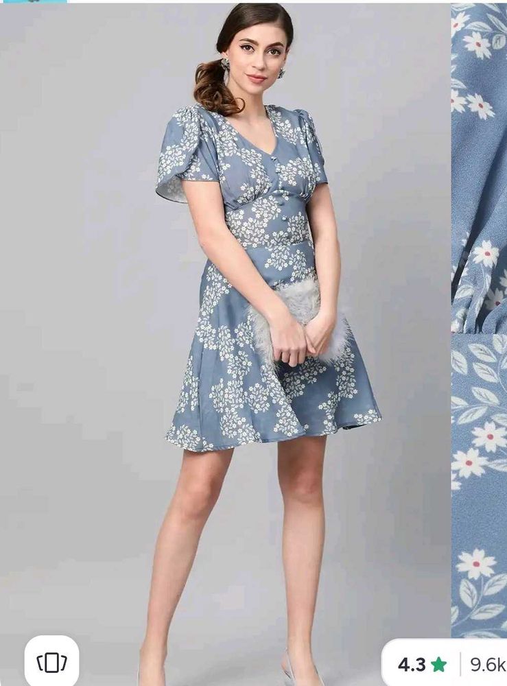 Blue Floral Mini Dress