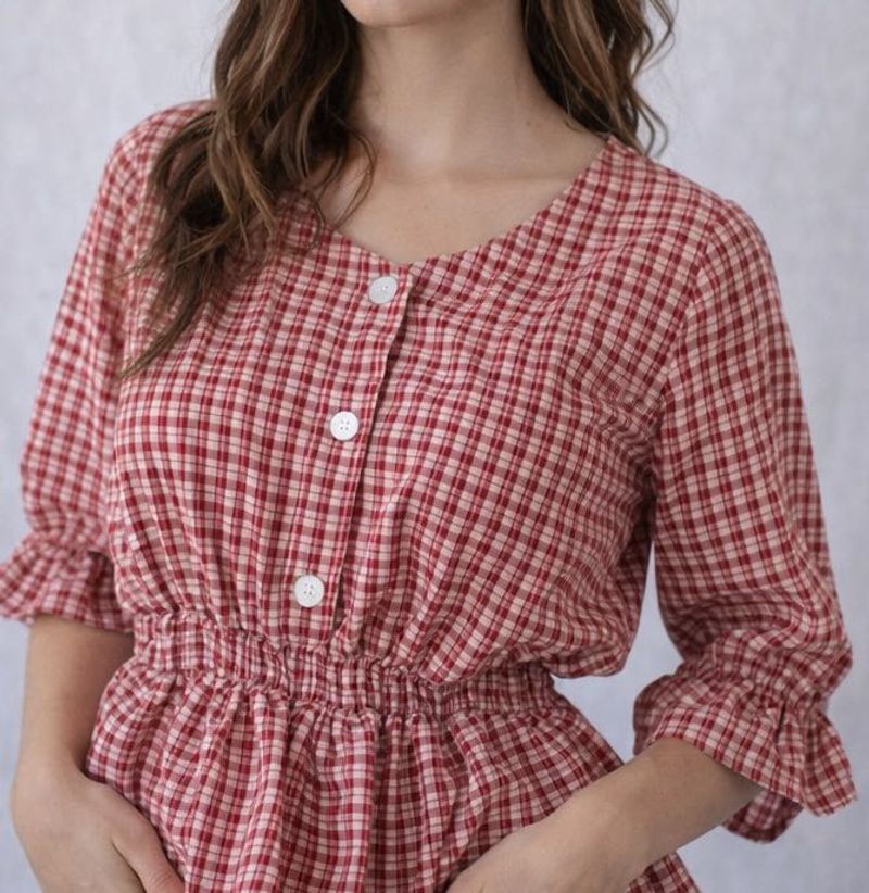 Cute Red Checkered Top