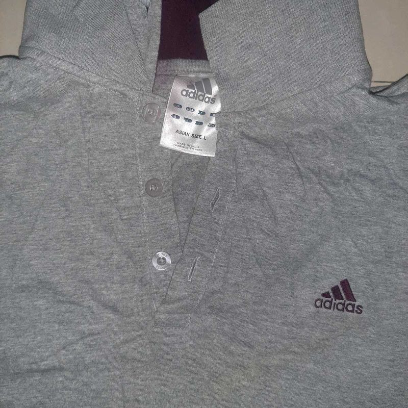 Authentic Adidas Grey Polo T-Shirt Men's
