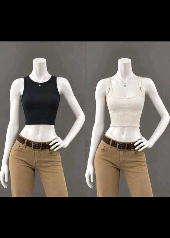 Ribbed Crop Tank Tops (Set of 2)