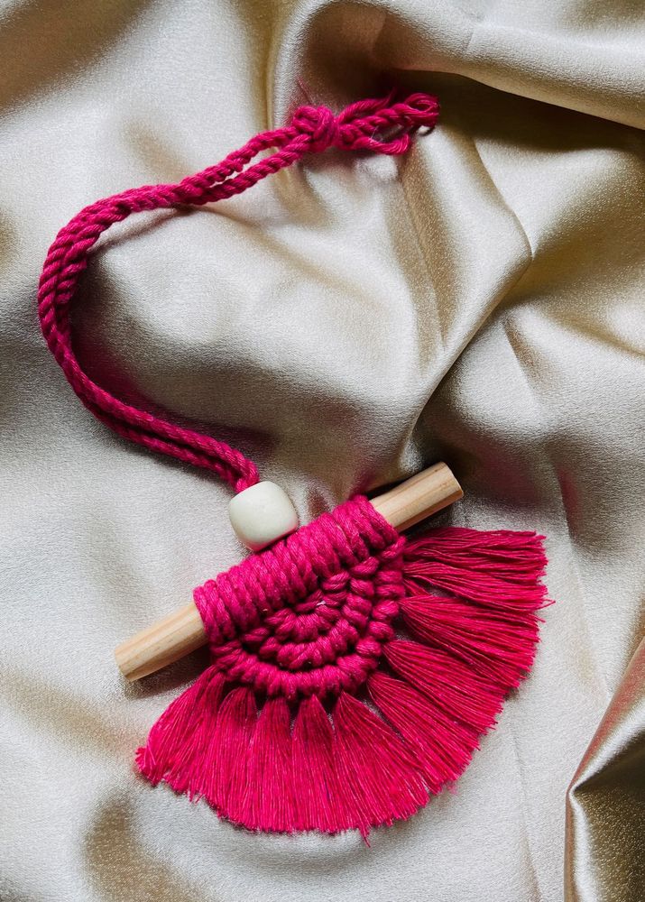 Pink Macrame Car Charm