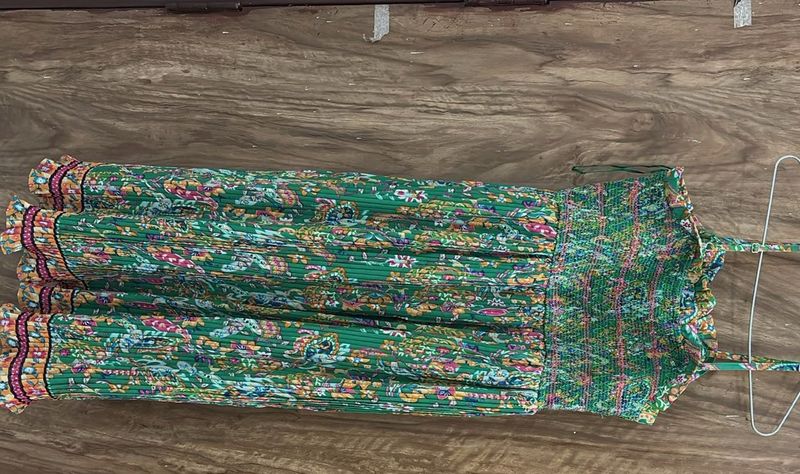 Green Floral Smocked Maxi Dress