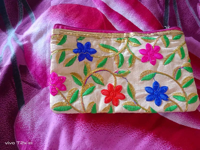 Embroidered Clutch Pouch