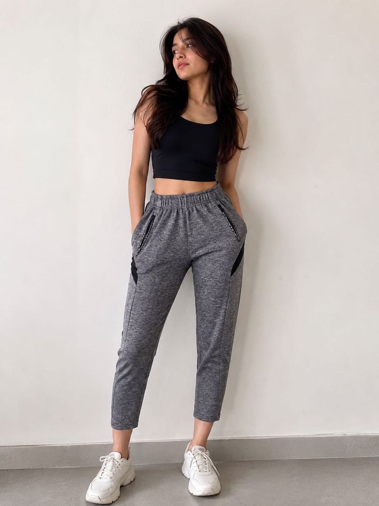 grey ankle length pants