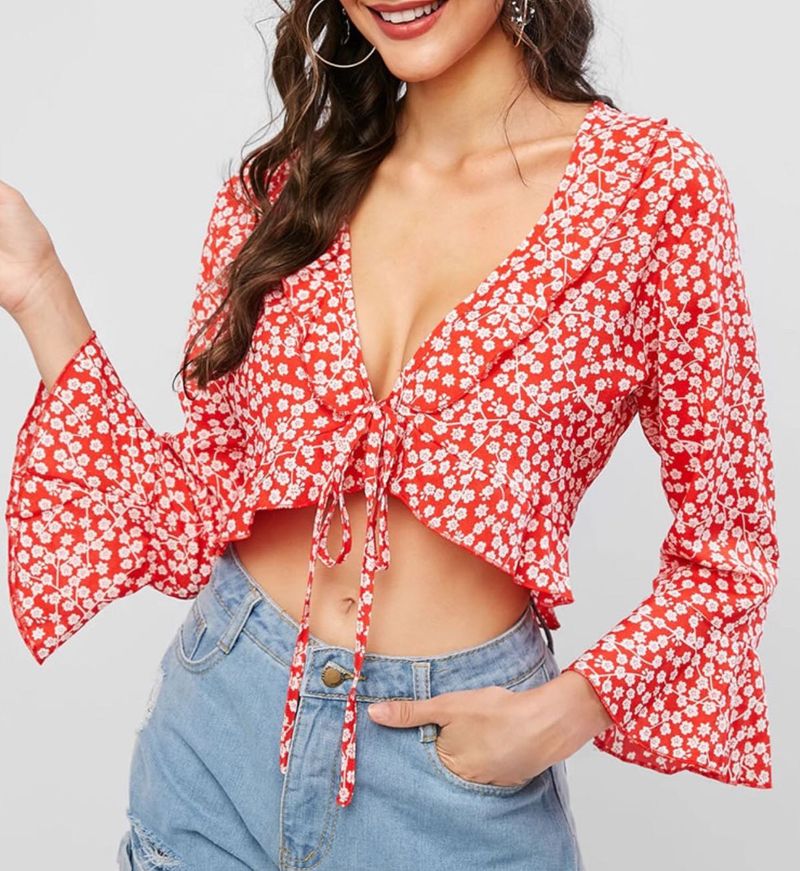 🌺Floral Print Wrap Crop top