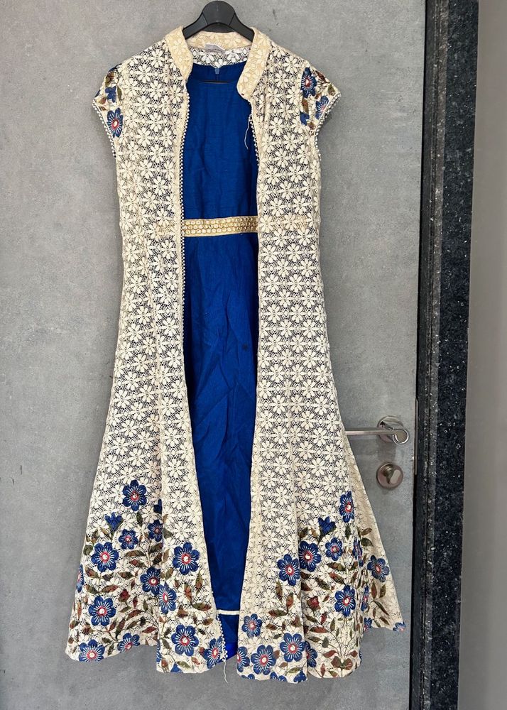 2pc Blue Ethnic Gown with jacket
