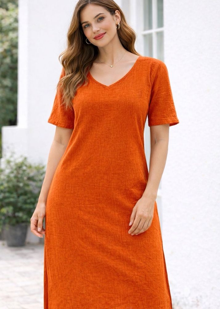 Orange Plain Kurti