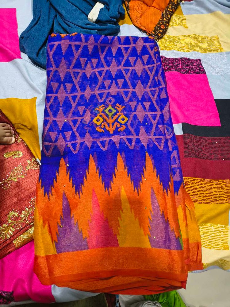 Geometric printed saree