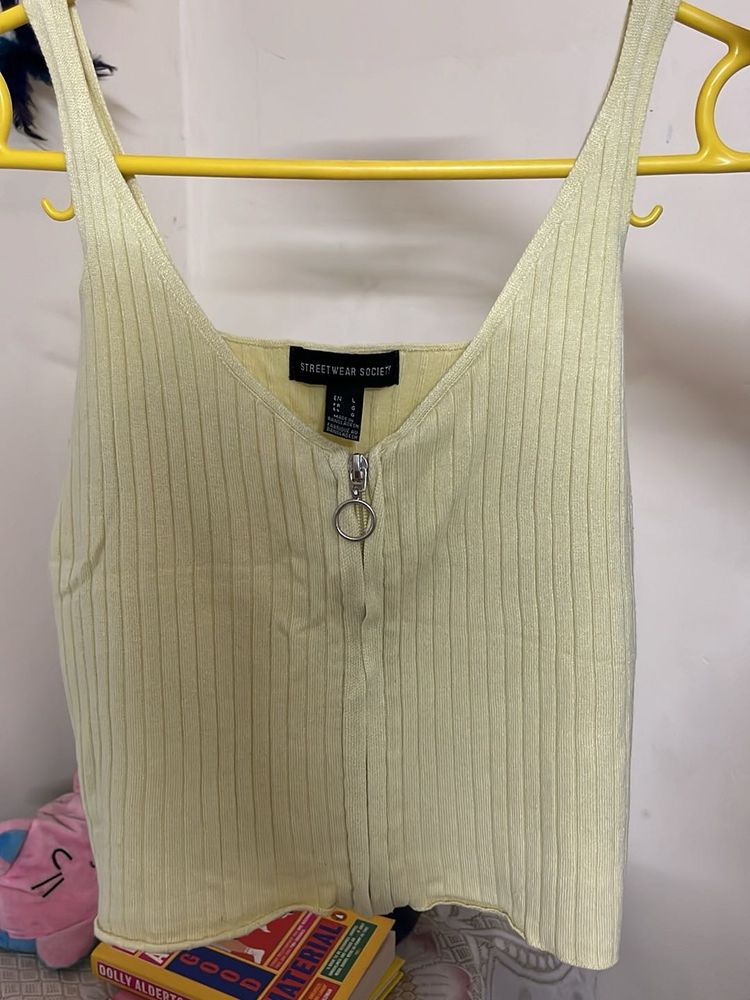 Ribbed Zipper Tank Top
