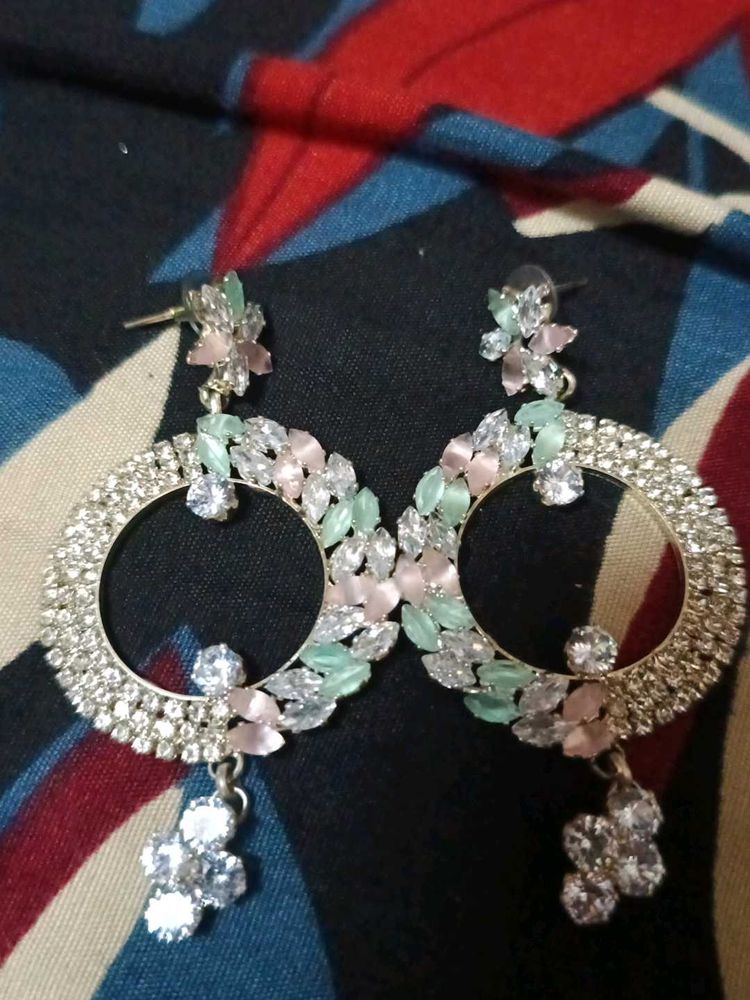 Elegant Floral Hoop Drop Earrings