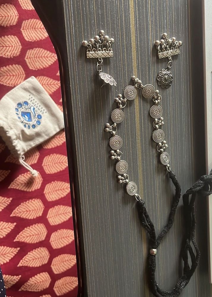 Oxidised Silver Necklace and Earring Set