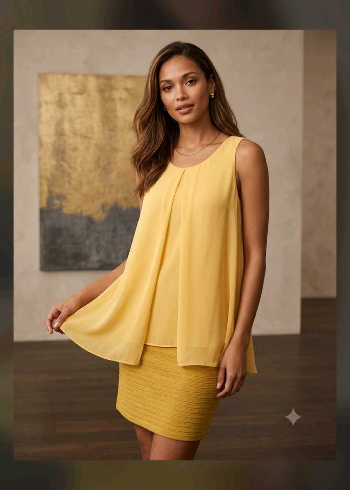 Elegant Yellow Sleeveless Top