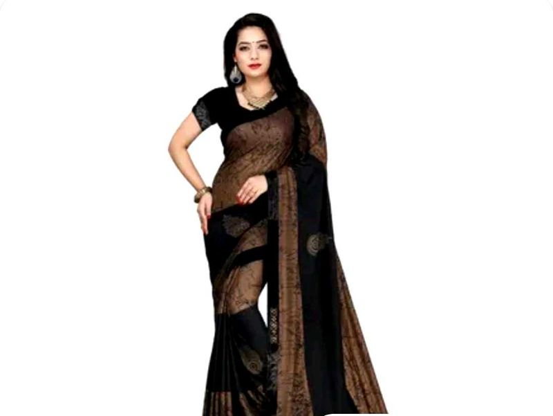 Elegant Black &amp; Brown Saree
