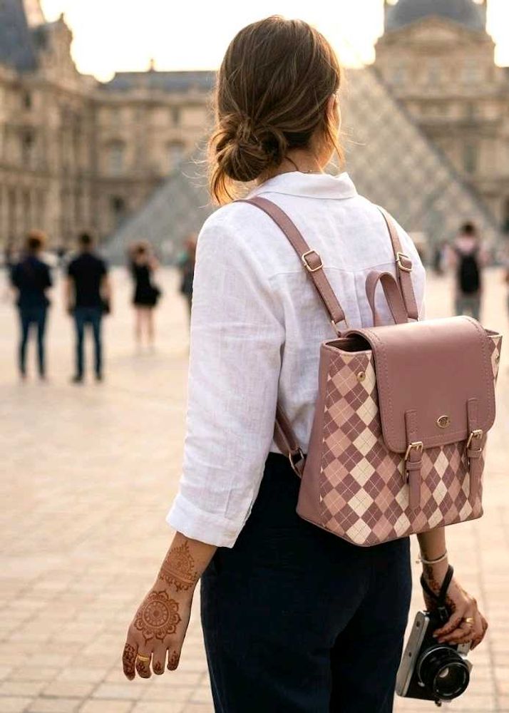 Chic Argyle Pattern Backpack🆕✨