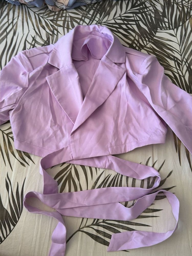 Lilac Cropped Wrap Blazer