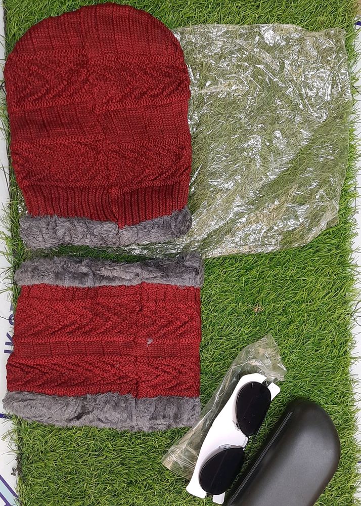 💥combo pack1 Beanie Woven Cap with Woolen Ca