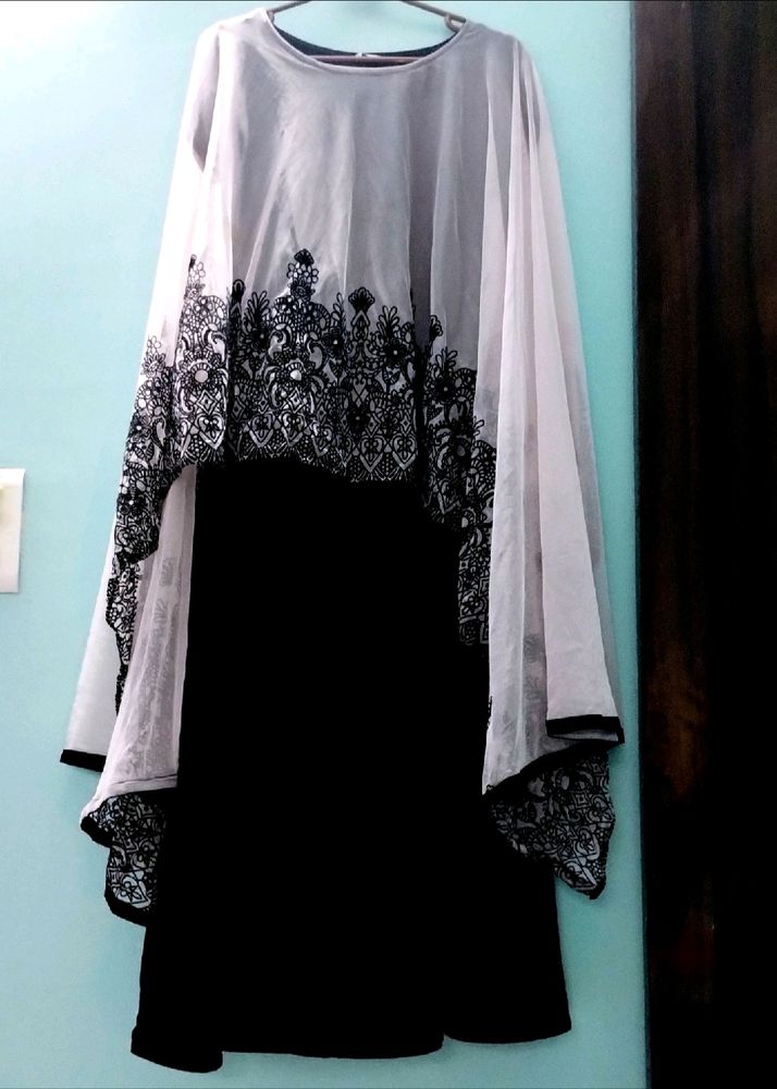 Classy Frock With Velvet Embroidered Dupatta
