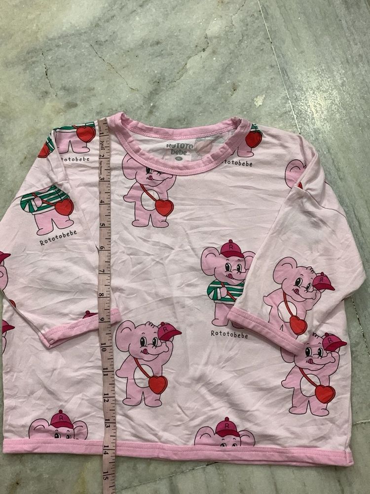 Cute Pink Elephant Long Sleeve Top