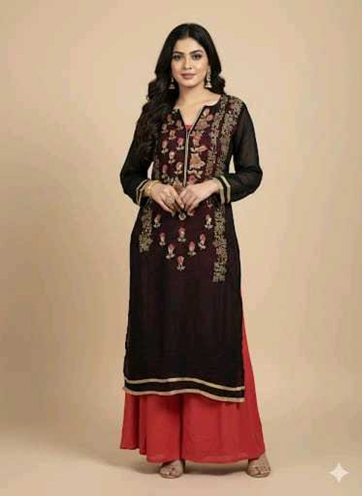 Elegant Embroidered Kurta Palazzo Set