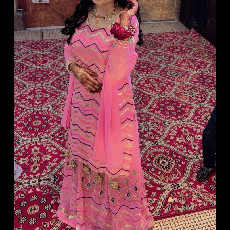 Elegant Pink Kurti with skirt and Dupatta