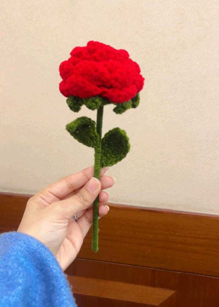 Handmade Crochet Red Rose