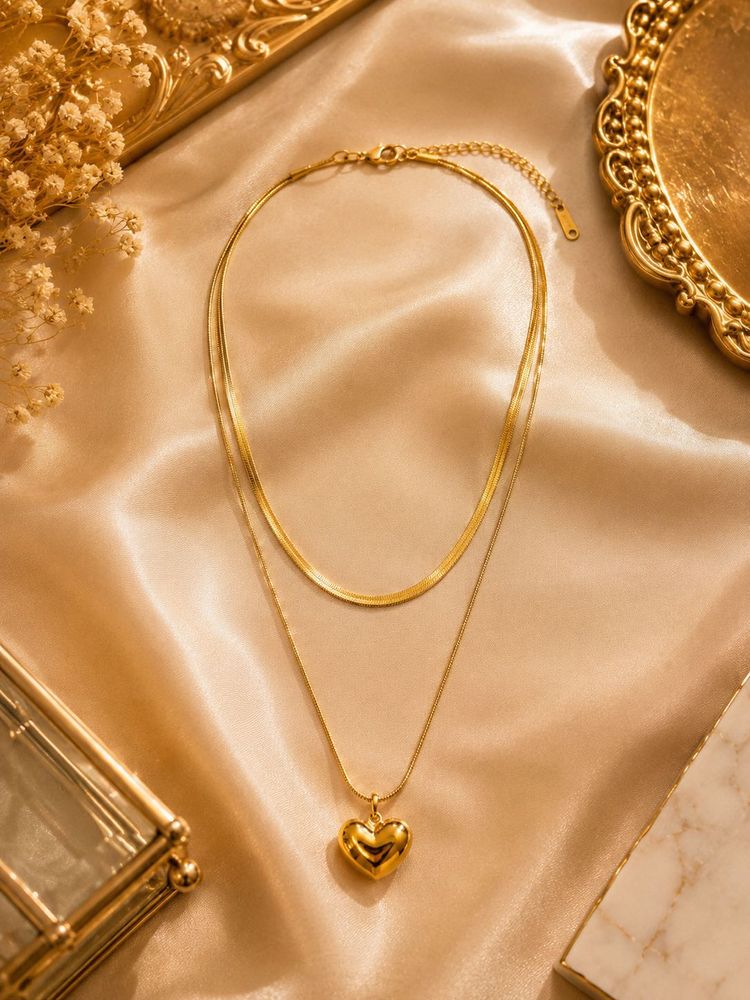 Golden Heart Layered Necklace
