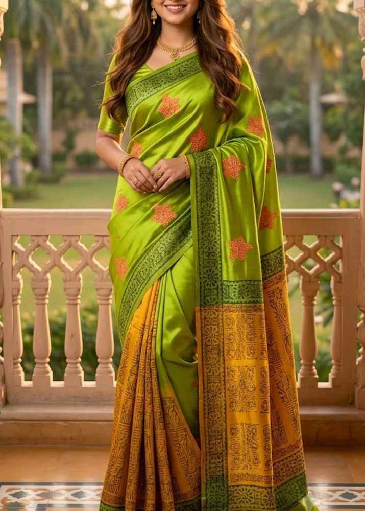Vibrant Silk Saree with Elegant Embroidery