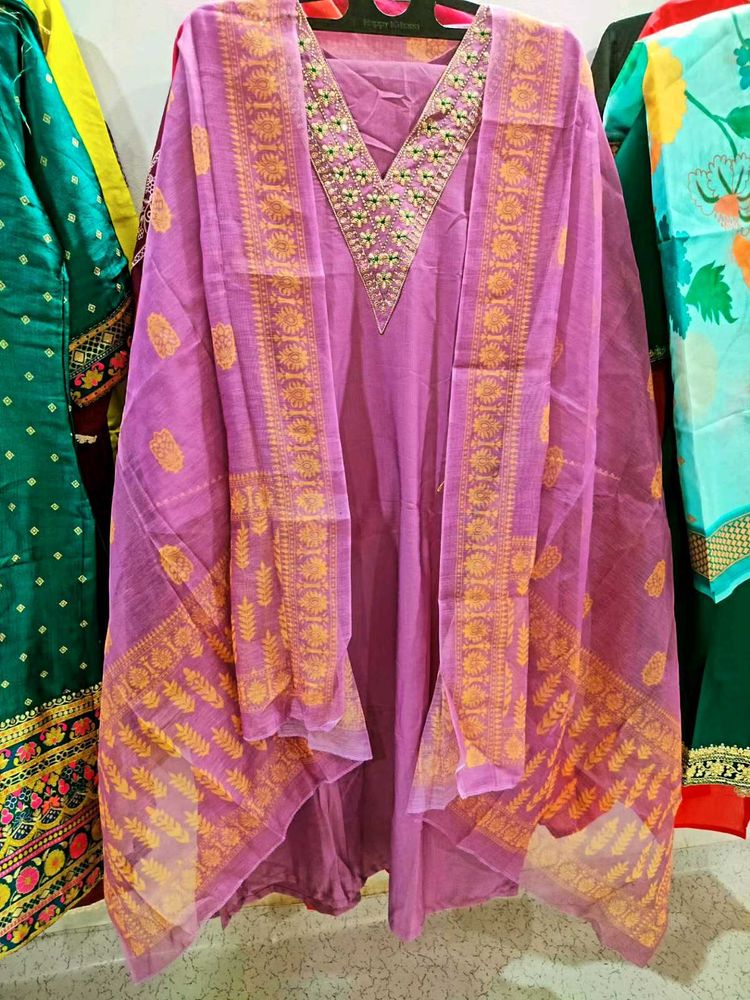 Beautiful Purple Kurta Set with Dupatta