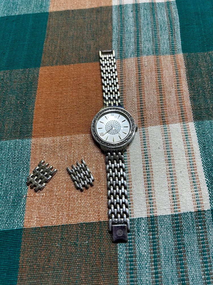 Elegant Silver Tone Watch with Rhinestone Accents