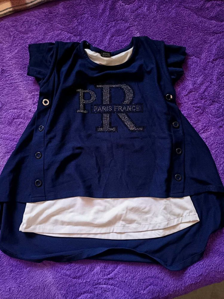 Brand new Chic Layered Navy Tunic with Rhinestone
