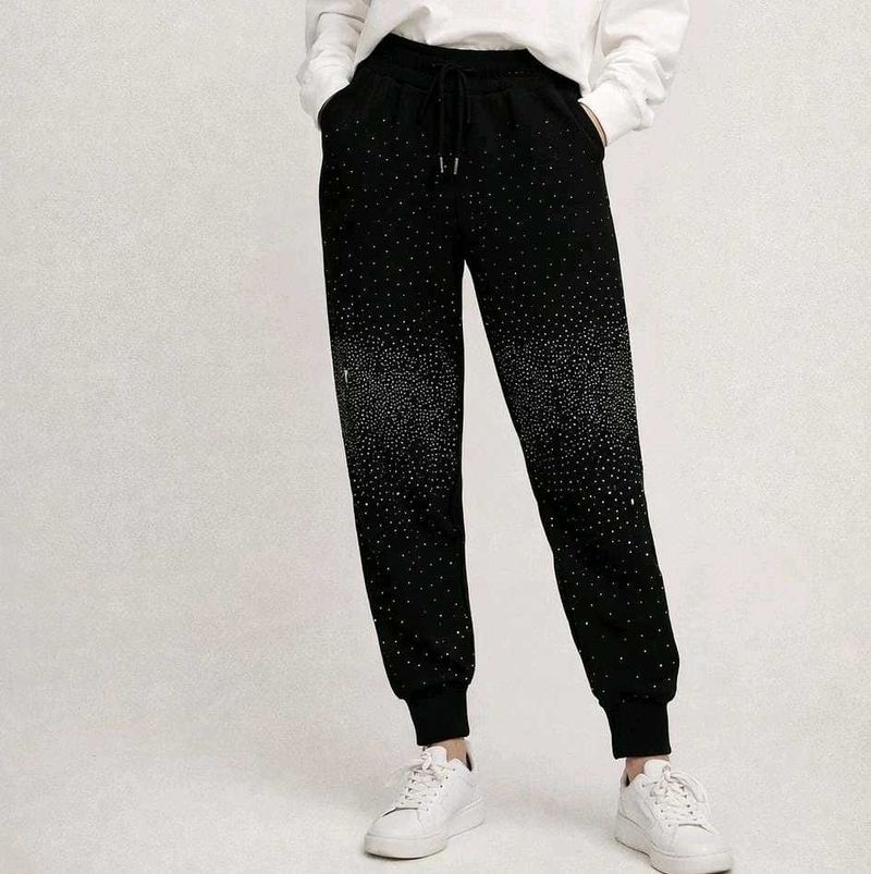 Embellished Black Joggers
