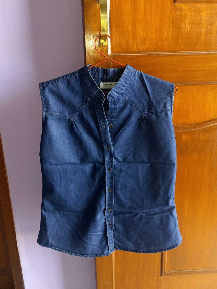 Sleeveless Denim Shirt