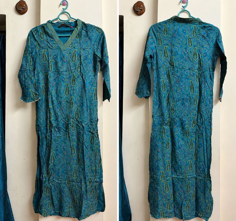 Beautiful Teal Paisley Kurta