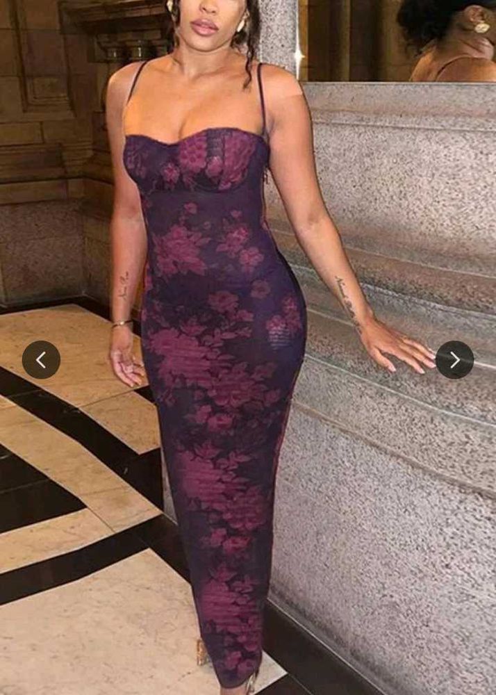 Floral Print Bodycon Maxi Dress