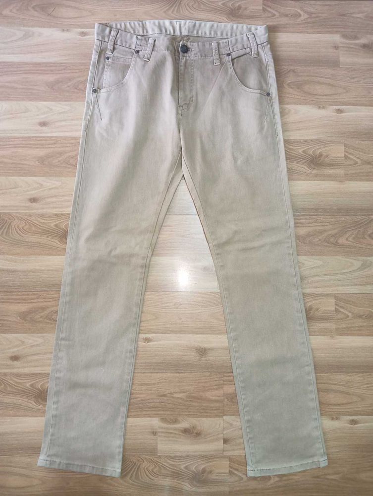 Evisu Men's Beige Straight Fit Jeans