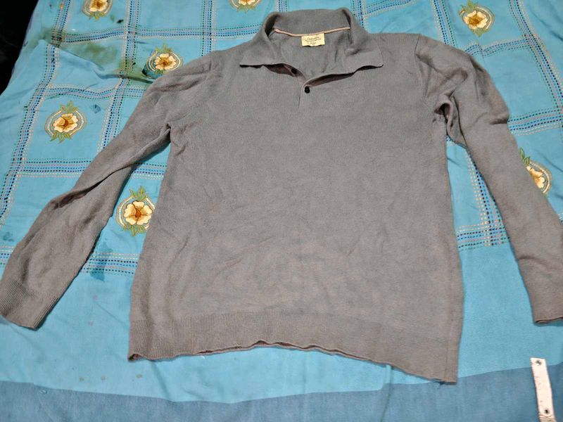 korean japanese vintage Men's Grey Polo Neck