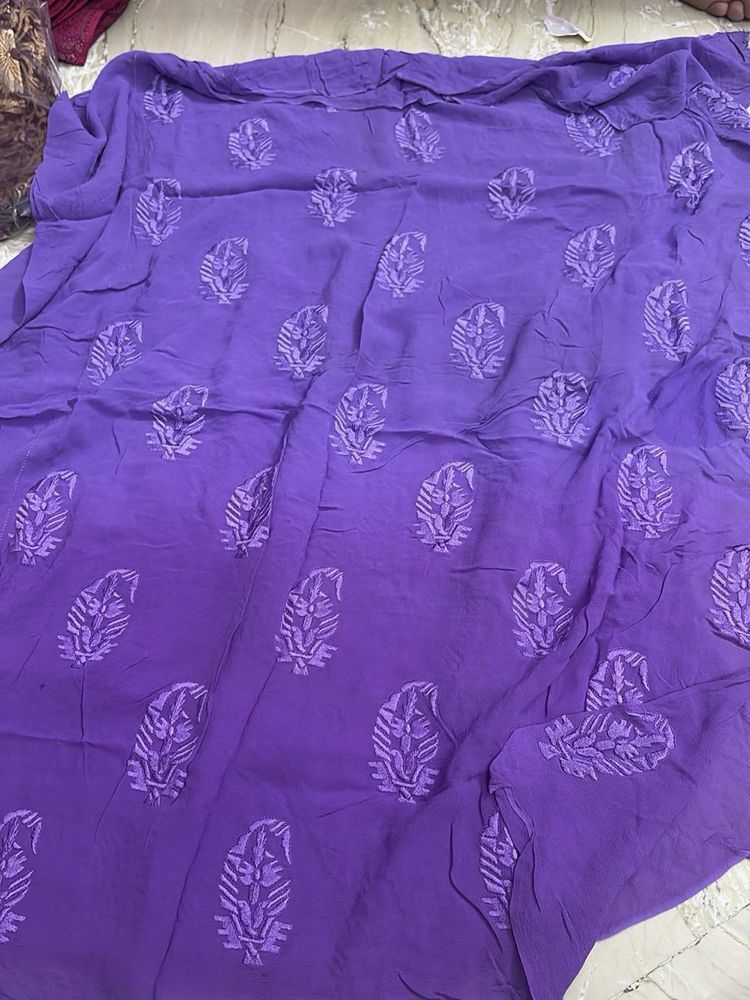 Beautiful Purple Embroidered kurti Fabric